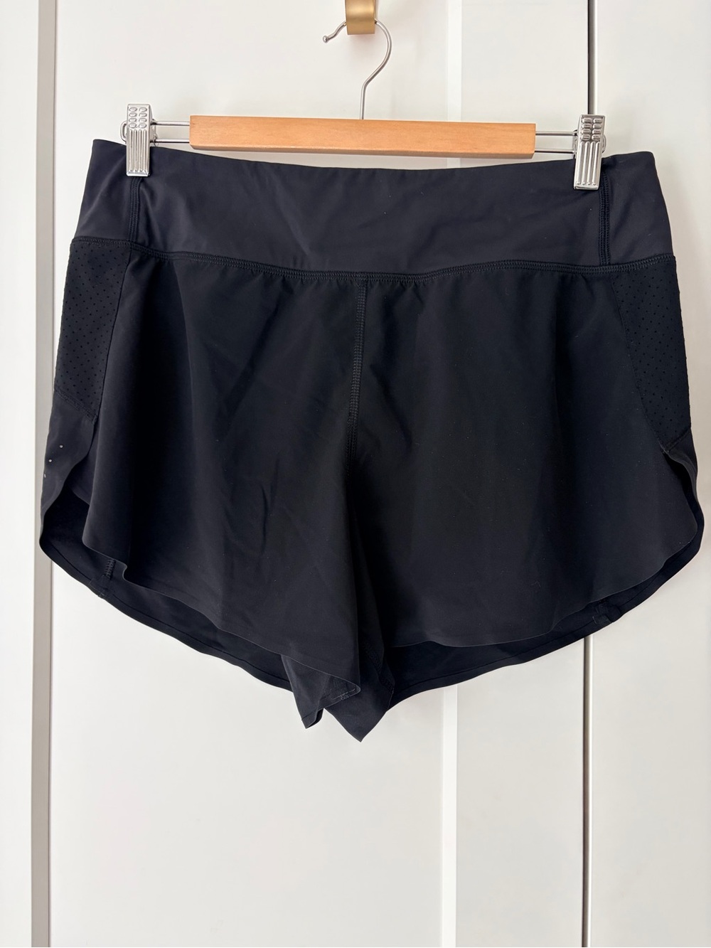 Athleta Black Run With It Running Shorts with Perforated Side Panels | M